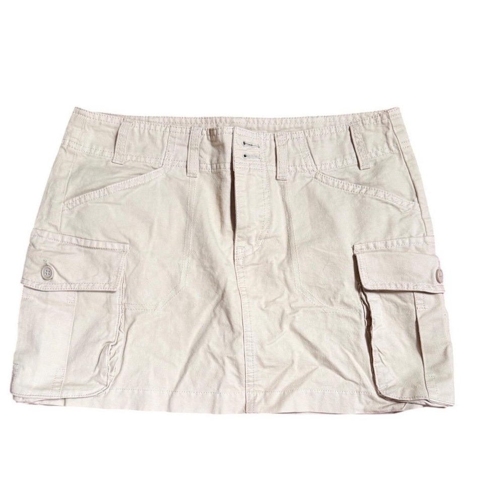 Brandy Melville Y2K Style Khaki Low Rise Flap Pocket Utility Cargo Mini Skirt